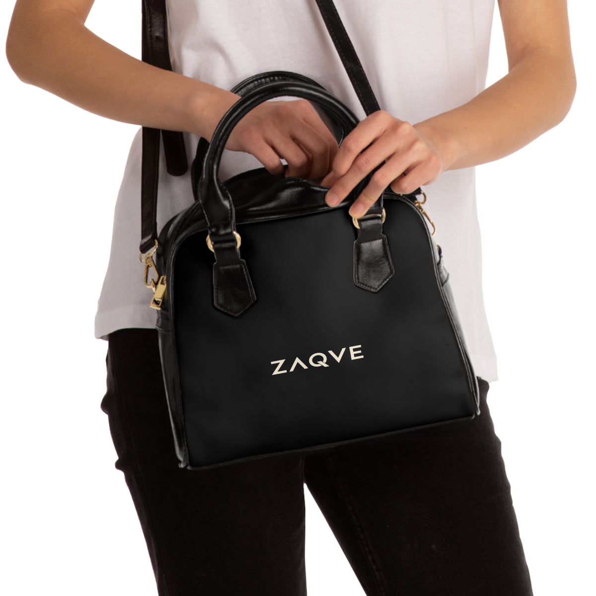 ZAQVE Noir Signature Shoulder Bag — Vegan Leather — product view