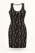 ZAQVE Éclipse black and champagne bodycon dress — AI-styled ghost product view