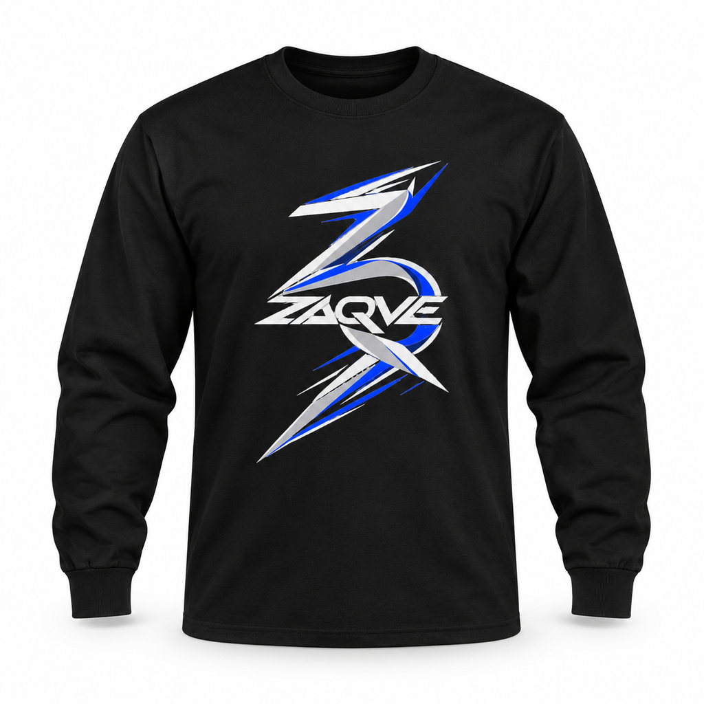 ZAQVE Lightning System Long Sleeve in black, front ghost mannequin view